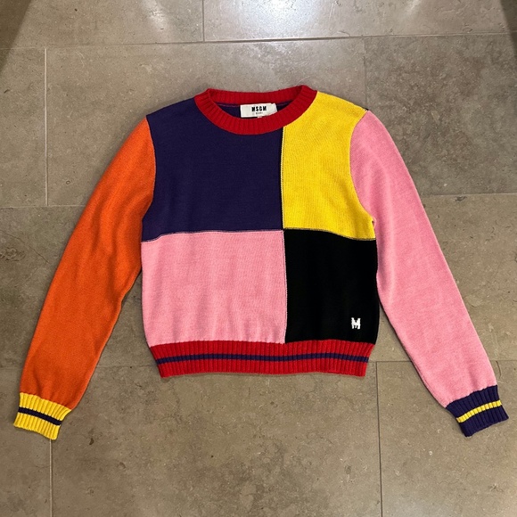 MSGM Color Block Patchwork Wool-Blend Sweater (Multicolored) - Picture 12 of 16